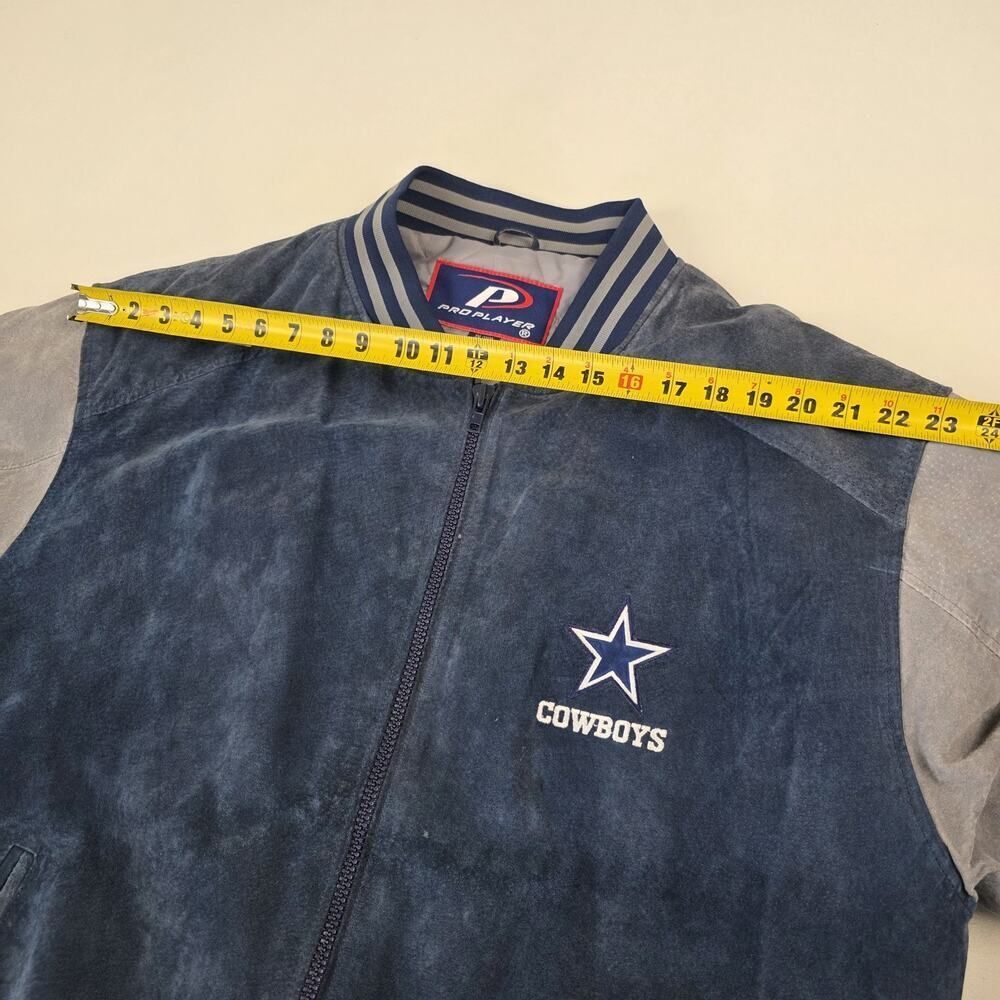 Vintage 90s Dallas Cowboys Pro Player Suede LeatherJacket Men's 2XL Two Tone‎ - Picture 7 of 13
